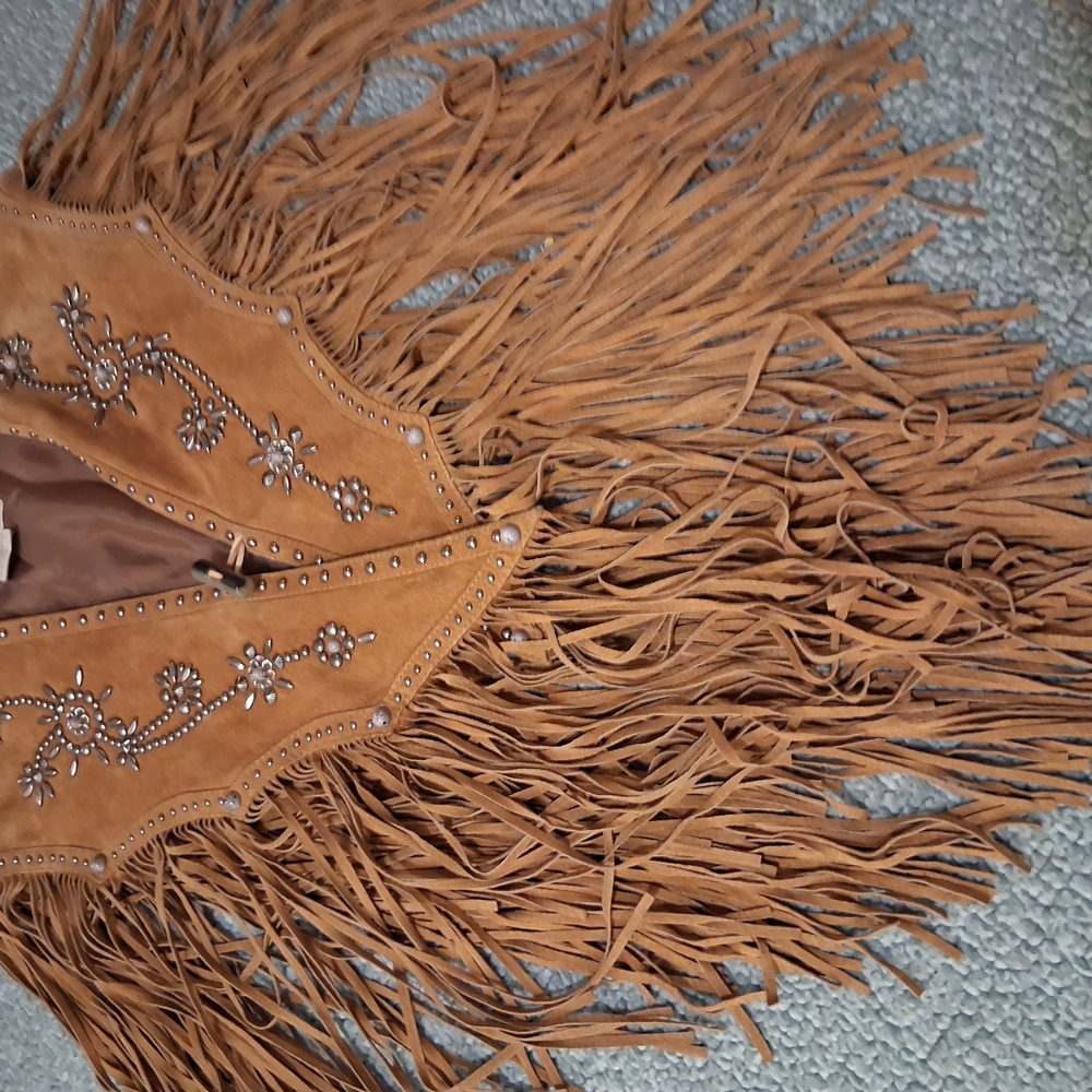 Fringed Brown Embroidered Poncho